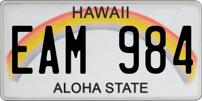 HI license plate EAM984