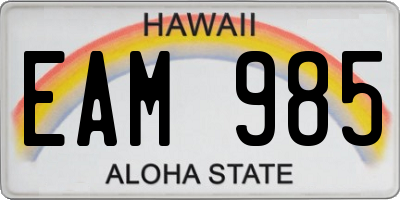 HI license plate EAM985