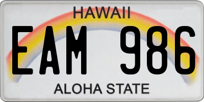 HI license plate EAM986