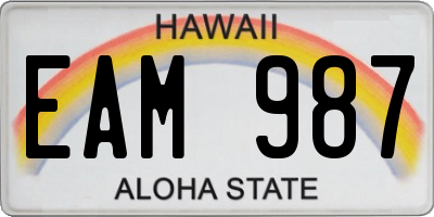 HI license plate EAM987