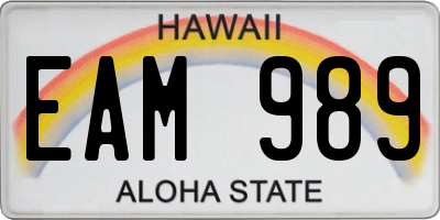 HI license plate EAM989