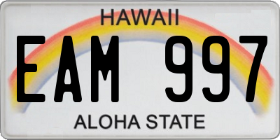 HI license plate EAM997