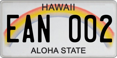 HI license plate EAN002