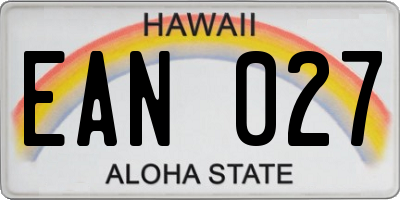 HI license plate EAN027