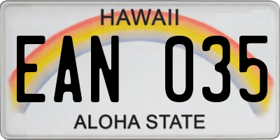 HI license plate EAN035