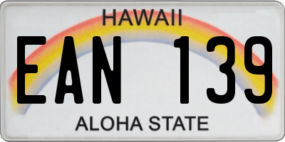 HI license plate EAN139