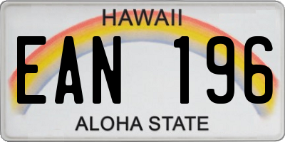 HI license plate EAN196