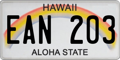 HI license plate EAN203