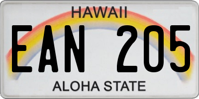 HI license plate EAN205