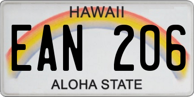 HI license plate EAN206