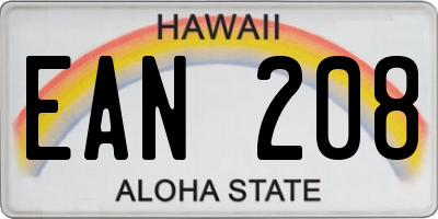 HI license plate EAN208