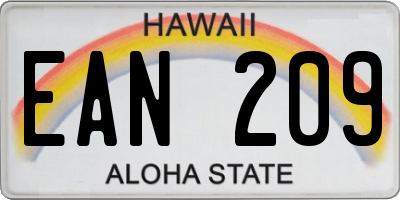 HI license plate EAN209