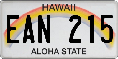 HI license plate EAN215