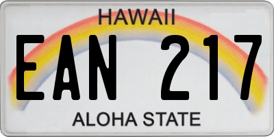 HI license plate EAN217