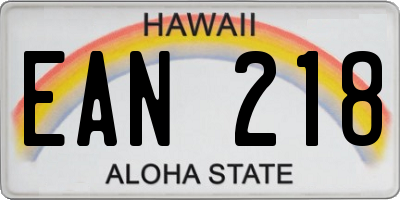 HI license plate EAN218