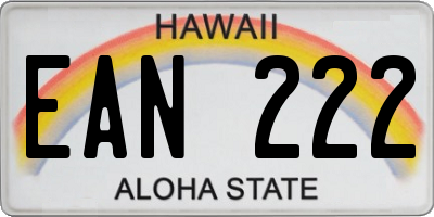 HI license plate EAN222