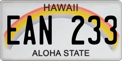 HI license plate EAN233