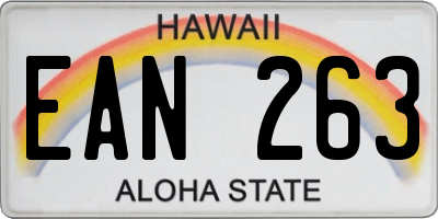 HI license plate EAN263