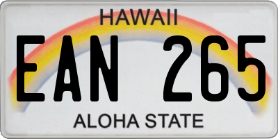 HI license plate EAN265