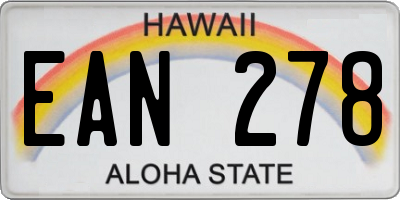 HI license plate EAN278