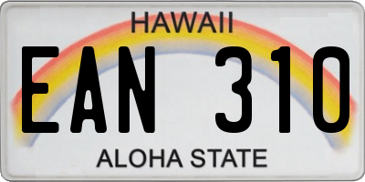 HI license plate EAN310