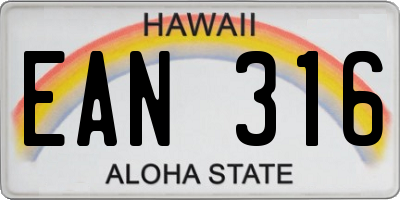 HI license plate EAN316