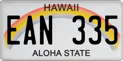 HI license plate EAN335