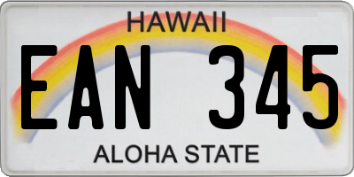 HI license plate EAN345