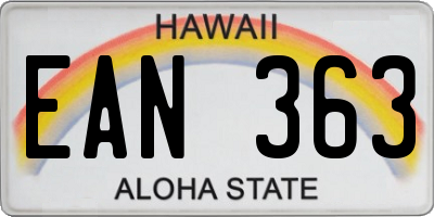 HI license plate EAN363