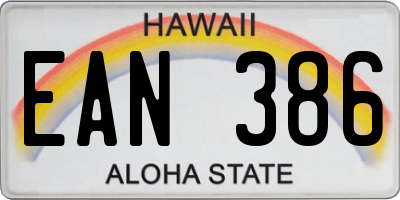 HI license plate EAN386