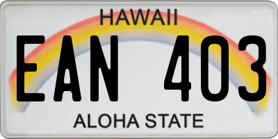 HI license plate EAN403