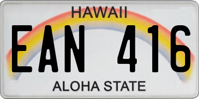 HI license plate EAN416