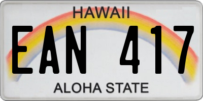 HI license plate EAN417