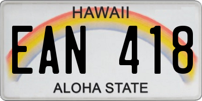 HI license plate EAN418