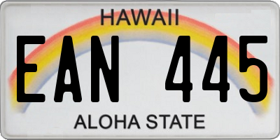 HI license plate EAN445