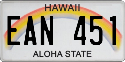 HI license plate EAN451