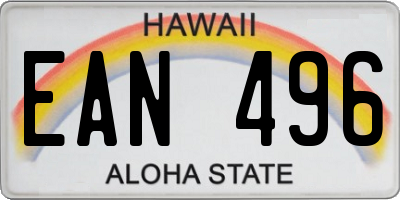 HI license plate EAN496