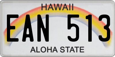 HI license plate EAN513