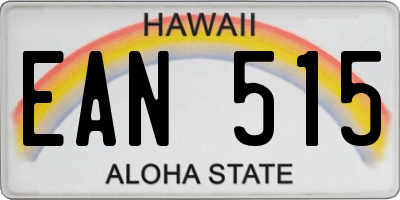 HI license plate EAN515