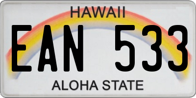 HI license plate EAN533