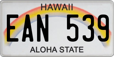 HI license plate EAN539