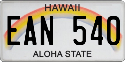 HI license plate EAN540