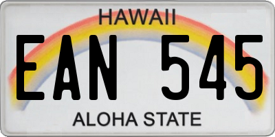 HI license plate EAN545