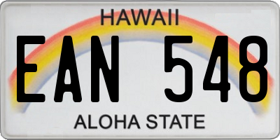 HI license plate EAN548