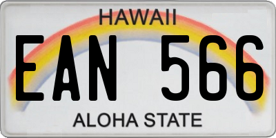 HI license plate EAN566