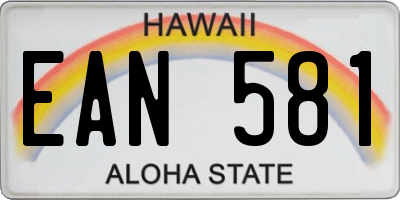HI license plate EAN581