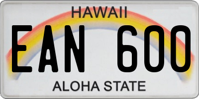 HI license plate EAN600