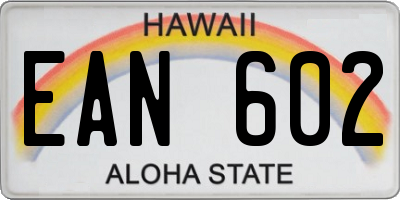 HI license plate EAN602