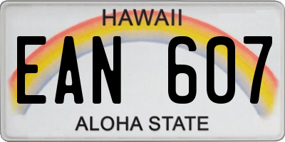 HI license plate EAN607