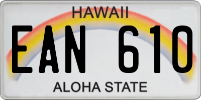 HI license plate EAN610